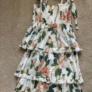 Floral Tiered Dress with Lace Trim Zimmermann